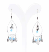 925 Ayar Gümüş Turkuaz Taşlı Halka Küpe thumbnail 3