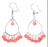 925 Ayar Gümüş Mercan Taşlı Halka Küpe thumbnail 1