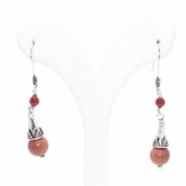 925 Ayar Gümüş Kahverengi Star Taşlı Telkari Küpe thumbnail 2