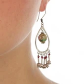 925 Ayar Gümüş Mineli Top Halka Telkari Küpe thumbnail 1