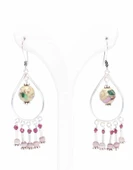 925 Ayar Gümüş Mineli Top Halka Telkari Küpe thumbnail 2