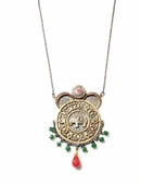 925 Ayar Gümüş ve Bronz Karışımı Fil Desenli Otantik Kolye thumbnail 2