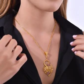 Gümüş Küçük Yaprak Şeklinde Telkari Kolye Ucu, Sarı thumbnail 1