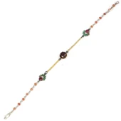 925 Ayar Gümüş ve Bronz Karışımı Zümrüt ve Yakut Taşlı Otantik Bileklik thumbnail 3