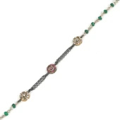 925 Ayar Gümüş ve Bronz Zümrüt Taşlı Otantik Bileklik thumbnail 1