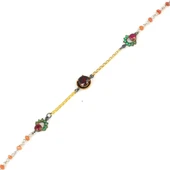 925 Ayar Gümüş ve Bronz Karışımı Zümrüt ve Yakut Taşlı Otantik Bileklik thumbnail 4