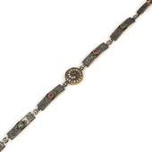 925 Ayar Gümüş ve Bronz Karışımı Dikdörtgen Model Yakut Taşlı Otantik Bileklik thumbnail 1