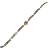 925 Ayar Gümüş ve Bronz Karışımı Dikdörtgen Model Yakut Taşlı Otantik Bileklik thumbnail 3