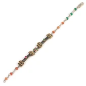 925 Ayar Gümüş ve Bronz Karışımı Top Zümrüt ve Yakut Taşlı Otantik Bileklik thumbnail 3