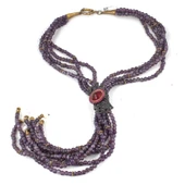 925 Ayar Gümüş Ametist Taşlı Altın Yaldızlı Kolye thumbnail 3