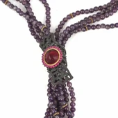 925 Ayar Gümüş Ametist Taşlı Altın Yaldızlı Kolye thumbnail 4