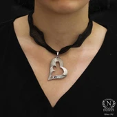 925 Ayar Gümüş Rodajlı Kalp Modeli Kolye Ucu thumbnail 1