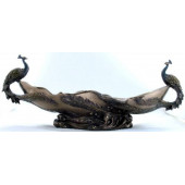 VERONESE BİBLOLAR-Wise Vazo & Tabak-WISE İKİ TAVUSKUŞLU KASE-44,5x19,5x17,5 CM-jAN10476A4 - 1