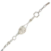 925 Ayar Gümüş Yarım Top Çiçekli Zincir Bileklik thumbnail 2