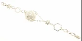 925 Ayar Gümüş Yarım Top Çiçekli Zincir Bileklik thumbnail 4