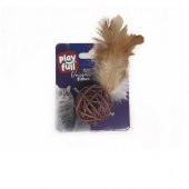 Playfull Tüylü Zilli Top Şeklinde Kedi Oyuncağı 20 Cm - 1