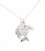 925 Ayar Gümüş Balık Charm Kolye, Beyaz thumbnail 1