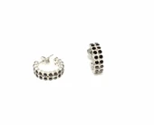 NUSRET C Modeli 925 Ayar Gümüş Küpe, Beyaz - Siyah Taş thumbnail 4