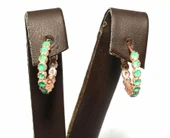 925 Ayar Gümüş C Modeli Küpe, Pembe - Yeşil Taş thumbnail 4