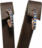 925 Ayar Gümüş C Modeli Küpe, Pembe - Mavi Taş thumbnail 4