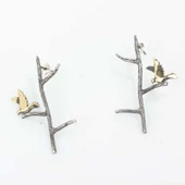 925 Ayar Gümüş Aşk ve Barış Güvercini Çivi Küpe thumbnail 2