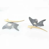 925 Ayar Gümüş Morpho Kelebeği Çivi Küpe thumbnail 2