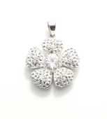 925 Ayar Gümüş Çiçek Kolye Ucu, Beyaz thumbnail 1