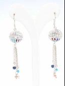 925 Ayar Gümüş Kafesli Top Taşlı Küpe thumbnail 5