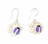 925 Ayar Gümüş Uğur Böcek Modeli Çiçek Küpe thumbnail 4