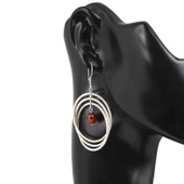 925 Ayar Gümüş Akik Taşlı Halka Küpe thumbnail 2