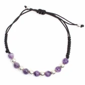 Ametist Taşlı ve Gümüş Toplu İpli Bileklik thumbnail 2