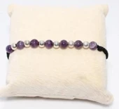 Ametist Taşlı ve Gümüş Toplu İpli Bileklik thumbnail 4