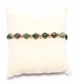 925 Ayar Gümüş Kahverengi İpli, Turmalin  Taşlı, Rose Gümüş toplu Bileklik thumbnail 2
