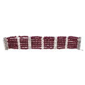 925 Ayar Gümüş 7 Sıra Garnet Kalın Bileklik thumbnail 4