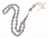 925 Ayar Gümüş Delikli Top Tesbih, Elif Vav Desenli İmame thumbnail 3