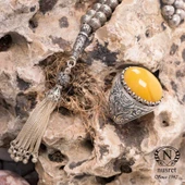 925 Ayar Gümüş Desenli Top Tesbih, Osmanlı Arması İmame thumbnail 1