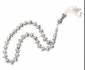 925 Ayar Gümüş Damla Desenli Top Tesbih, Tuğra Desenli İmame thumbnail 3