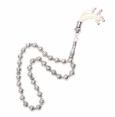 925 Ayar Gümüş Helezonik Top Tesbih, Tuğralı İmame thumbnail 3