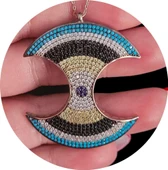 925 Ayar Rose Gümüş Büyük Nazar Boncuğu Uzun Kolye thumbnail 3