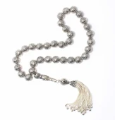 925 Ayar Gümüş Helezonik Top Tesbih, Elif Vav Desenli İmame thumbnail 1