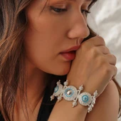 925 Ayar Gümüş Mavi Mineli Antik Bileklik thumbnail 1