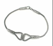 999 Ayar Gümüş El Örmesi Kazaziye Bileklik, Oksitli thumbnail 1