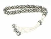 999 Ayar Gümüş Siyah Beyaz Renk Kazaz Tesbih thumbnail 1