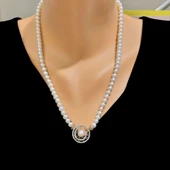 925 Ayar Rose Gümüş İnci Kolye thumbnail 1