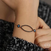 925 Ayar Gümüş Göz Modeli Bileklik, Pembe thumbnail 1