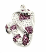 925 Ayar Gümüş Kobra Yılanı Taşlı Kolye Ucu, Pembe, Beyaz Taş thumbnail 1