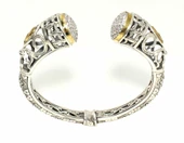 Gümüş Konstantinapol Tasarım Taşlı Antik Bizans Bilezik thumbnail 5