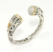 Gümüş Konstantinapol Tasarım Taşlı Antik Bizans Bilezik thumbnail 4