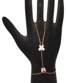 925 Ayar Gümüş  2'li Kelebek Modeli Şahmeran, Pembe thumbnail 3