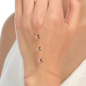 925 Ayar Gümüş 3 Parça Minik Kelebek Modeli Şahmeran, Pembe - Siyah Taş thumbnail 1